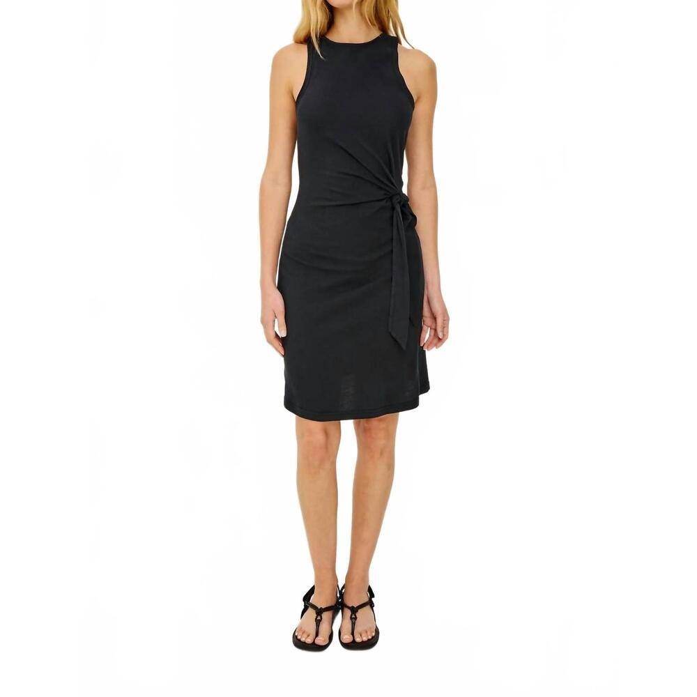 Rails Harriet Mini Dress Womens Medium Black NEW NWT Side Tie Knot Cotton Jersey